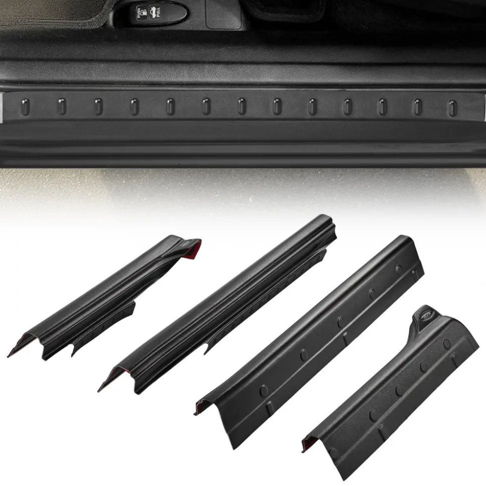 VEVOR Rocker Panel Guard, 4-Piece Set Compatible with 2014-2018 Chevrolet Silverado 1500 Extended Cab, Replacement for 14068 Trail Armor Side Skirts Extension Body Kit, Driver Side, 3M Adhesive, Black