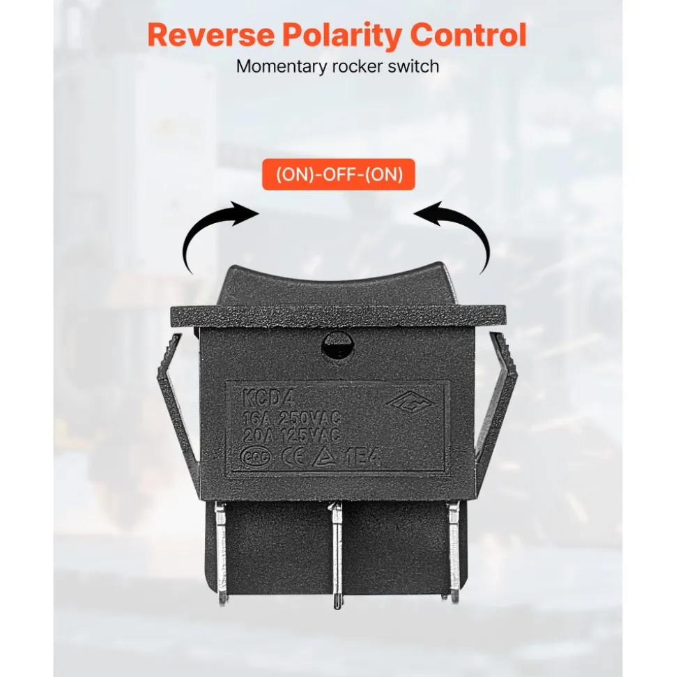 VEVOR Rocker Switch, 6 Pin Momentary DPDT Rocker Switch, 3-Position (ON)-Off-(ON) Polarity Reversing Switch AC 250V/16A 125V/ 20A for Auto Car Boat Household Appliances
