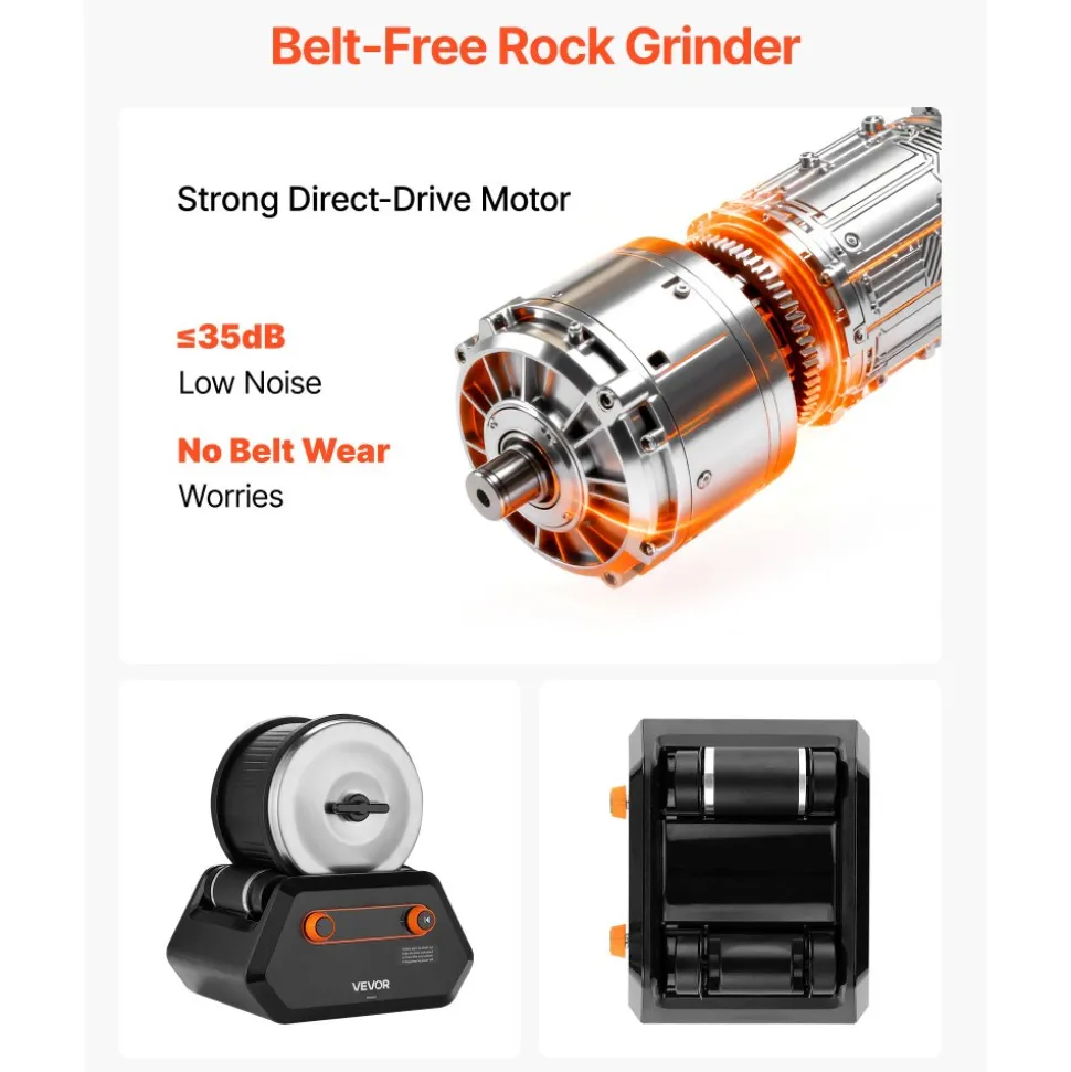 VEVOR Rock Tumbler Kit, 3 lbs Rock Polishing Kit, 4 Speed Settings 9-Day Polishing Timer Stone Polishing Kit, Rock Polisher with Rough Gemstones and Polishing Grits, Rock Polisher for Adults Kids