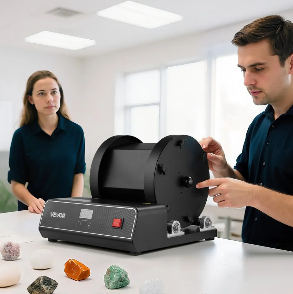 VEVOR Rock Tumbler Kit, 17 lbs Rock Polishing Kit, 2-Speed Stone Polishing Kit with 240-Hour Polishing Timer, Rock Polisher with Belt-Driven Brushless Motor, Rock Polisher for Adults and Kids