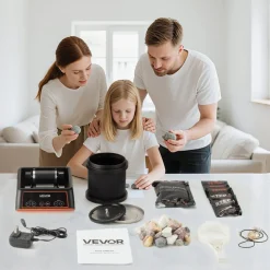 VEVOR Rock Tumbler Kit, 2 lbs Rock Polishing Kit, 4 Speed Settings 9-Day Polishing Timer Stone Polishing Kit, Rock Polisher with Rough Gemstones and Polishing Grits, Rock Polisher for Adults Kids