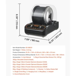 VEVOR Rock Tumbler, 3 lb Rock Polishing Machine, Rocks Tumbling Kit with 4-Speed Adjustment, 1–9 Day Timer, PC Sound Reduction Cover & TPU Drum, Direct Drive Motor Rocks Polishing, Quiet Operation