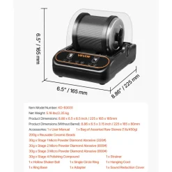VEVOR Rock Tumbler, 2 lb Rock Polishing Machine, Rocks Tumbling Kit with 4-Speed Adjustment, 1–9 Day Timer, PC Sound Reduction Cover & TPU Drum, Direct Drive Motor Rocks Polishing, Quiet Operation