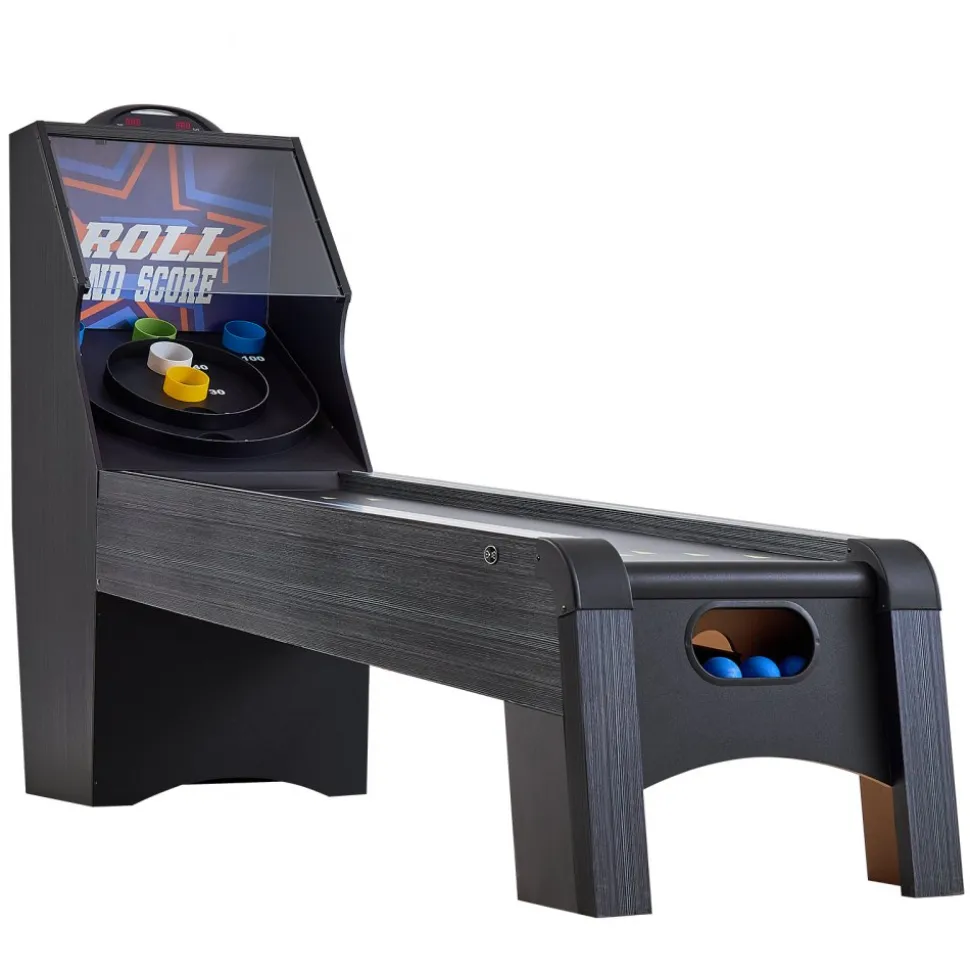 VEVOR 9' Roll and Score Classic Arcade Game Table, with LED Electronic Scorer & Track Lighting, Sound, Automatic Ball Return, Adults Kids Home Recreation Game Room, 4 Balls Included
