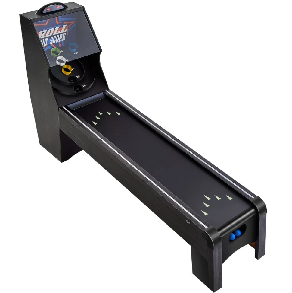 VEVOR 9' Roll and Score Classic Arcade Game Table, with LED Electronic Scorer & Track Lighting, Sound, Automatic Ball Return, Adults Kids Home Recreation Game Room, 4 Balls Included