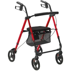 VEVOR Rollator Walker for Seniors and Adult, Lightweight Aluminum Foldable Rolling Walker with Adjustable Seat and Handle, Outdoor Mobility Rollator Walker with 8