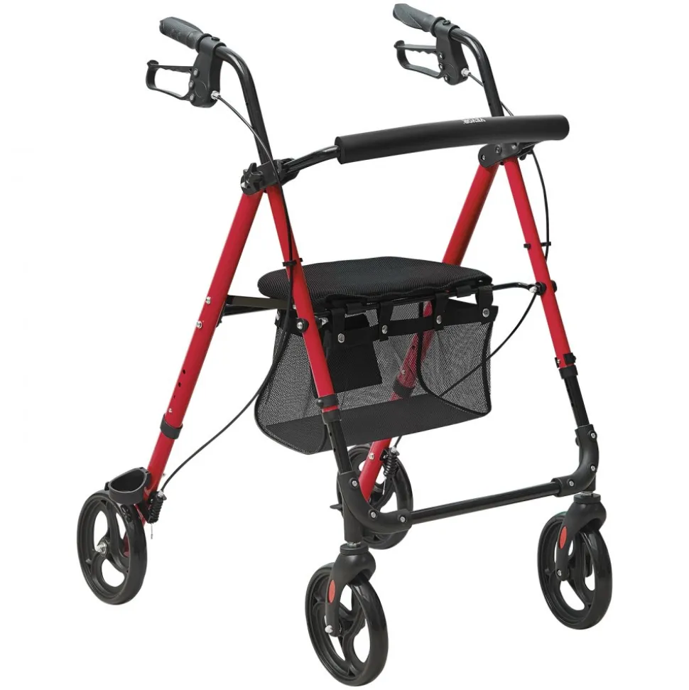 VEVOR Rollator Walker for Seniors and Adult, Lightweight Aluminum Foldable Rolling Walker with Adjustable Seat and Handle, Outdoor Mobility Rollator Walker with 8" All Terrain Wheels, 300LBS Capacity
