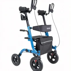 VEVOR Rollator Walker with Seat for Seniors, Foldable Rolling Walker, Lightweight Aluminum Mobility Walking Aid with PU Solid Wheels, Adjustable Handle, Storage Bag, Cup/Cane Holder - Supports 300LBS