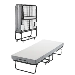 VEVOR Rollaway Bed, 31 in x 75 in Folding Bed with 5 in Mattress, Twin Size Foldable Bed with Sturdy Metal Frame & Memory Foam Mattress, Portable Twin Roll Away Bed with Mattress, for Adults, Guest