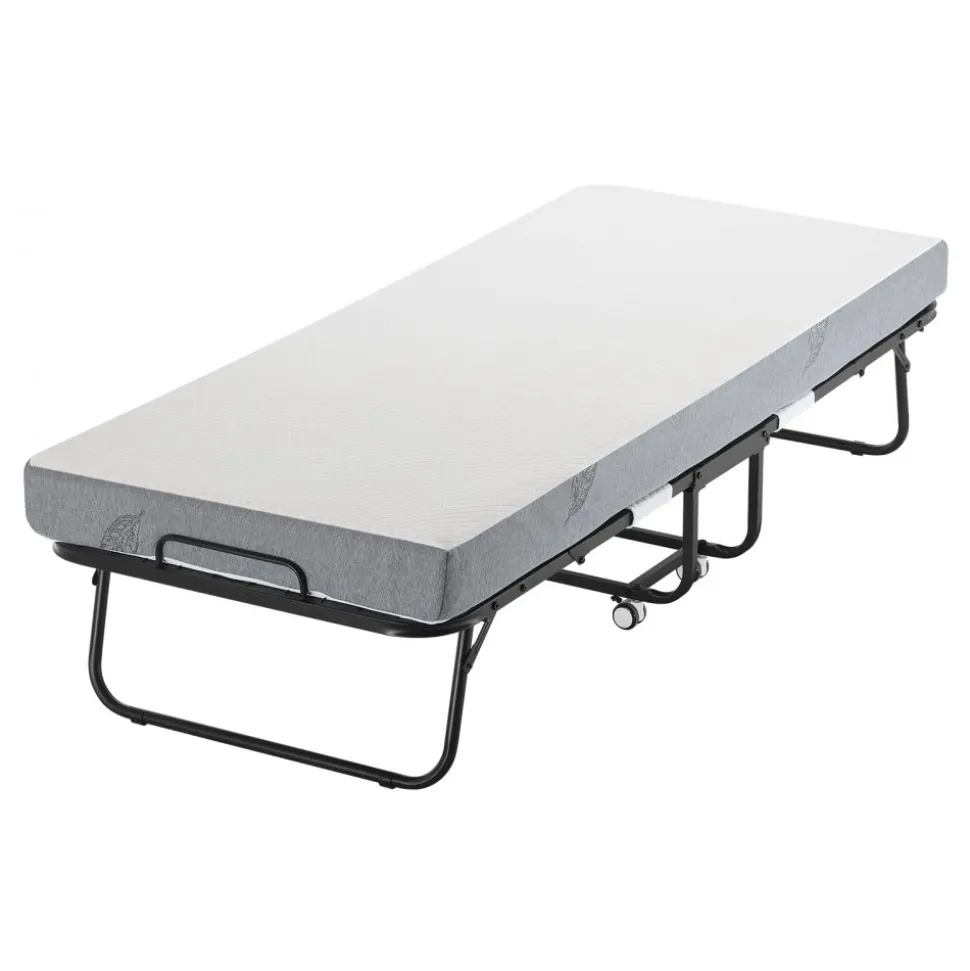 VEVOR Rollaway Bed, 31 in x 75 in Folding Bed with 5 in Mattress, Twin Size Foldable Bed with Sturdy Metal Frame & Memory Foam Mattress, Portable Twin Roll Away Bed with Mattress, for Adults, Guest