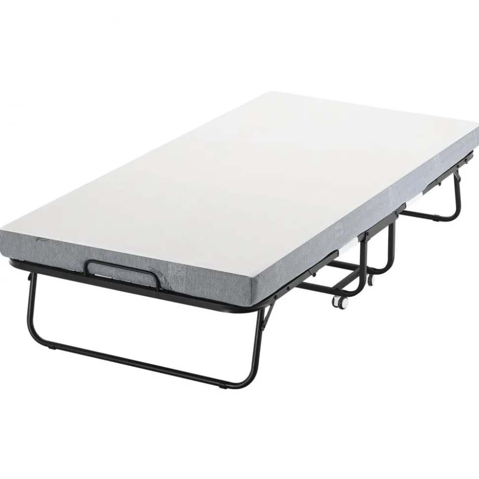 VEVOR Rollaway Bed, 38 in x 75 in Folding Bed with 4 in Mattress, Twin Size Foldable Bed with Sturdy Metal Frame & Memory Foam Mattress, Portable Twin Roll Away Bed with Mattress, for Adults, Guest