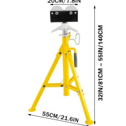 VEVOR Roller Pipe Stand for 1/8 in -12 in Pipes, 2500Lbs Capacity Pipe Stands with Adjustable Height 32"-55", Folding Portable Stand with Roller Head