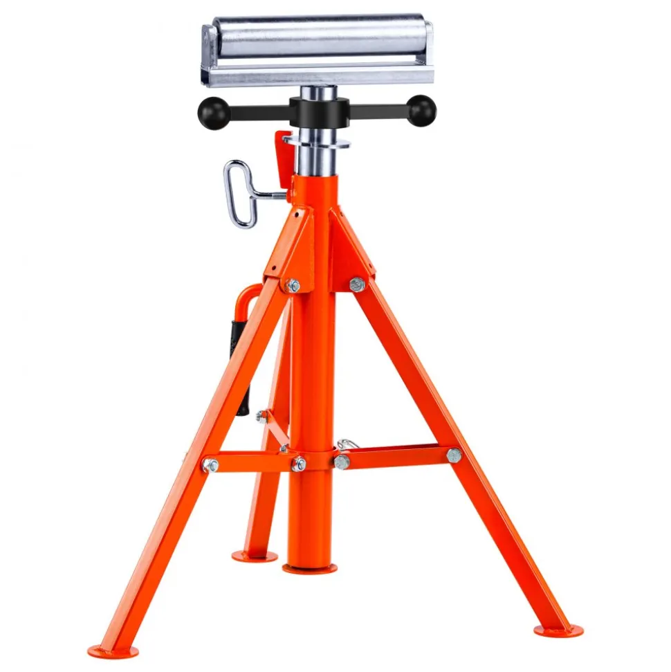 VEVOR Roller Stand, Heavy Duty 2500 LBS Load Capacity, 27.6"-52" Height Adjustable, 45# Steel Folding Roller Support Stand for Pipes, Wooden Boards