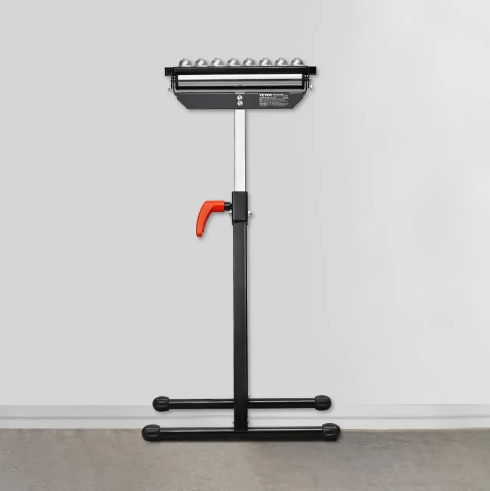 VEVOR Roller Stand, 300 lb Load Capacity, 26.8-42.5 in Adjustable Height, Folding Heavy Duty with 11.5 inch Polished Multi-directional Roller Head, for Table Saw Outfeed Woodworking Extension Support