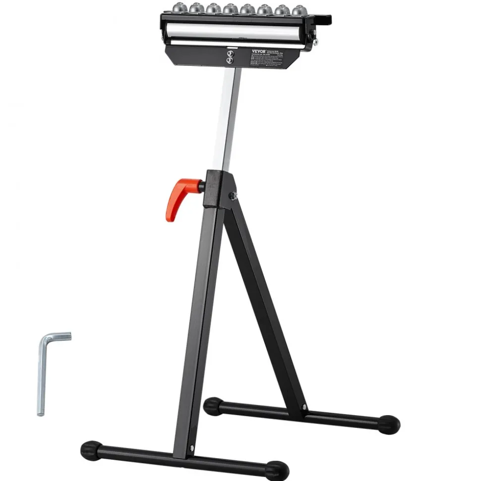VEVOR Roller Stand, 300 lb Load Capacity, 26.8-42.5 in Adjustable Height, Folding Heavy Duty with 11.5 inch Polished Multi-directional Roller Head, for Table Saw Outfeed Woodworking Extension Support