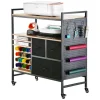 VEVOR Rolling Craft Cart and Storage Table, Compatible with Cricut Machines, Crafting Table Organization Workstation, Craft Rolling Storage Organizer with 20 Vinyl Roll Holders and 3 Drawers, Black