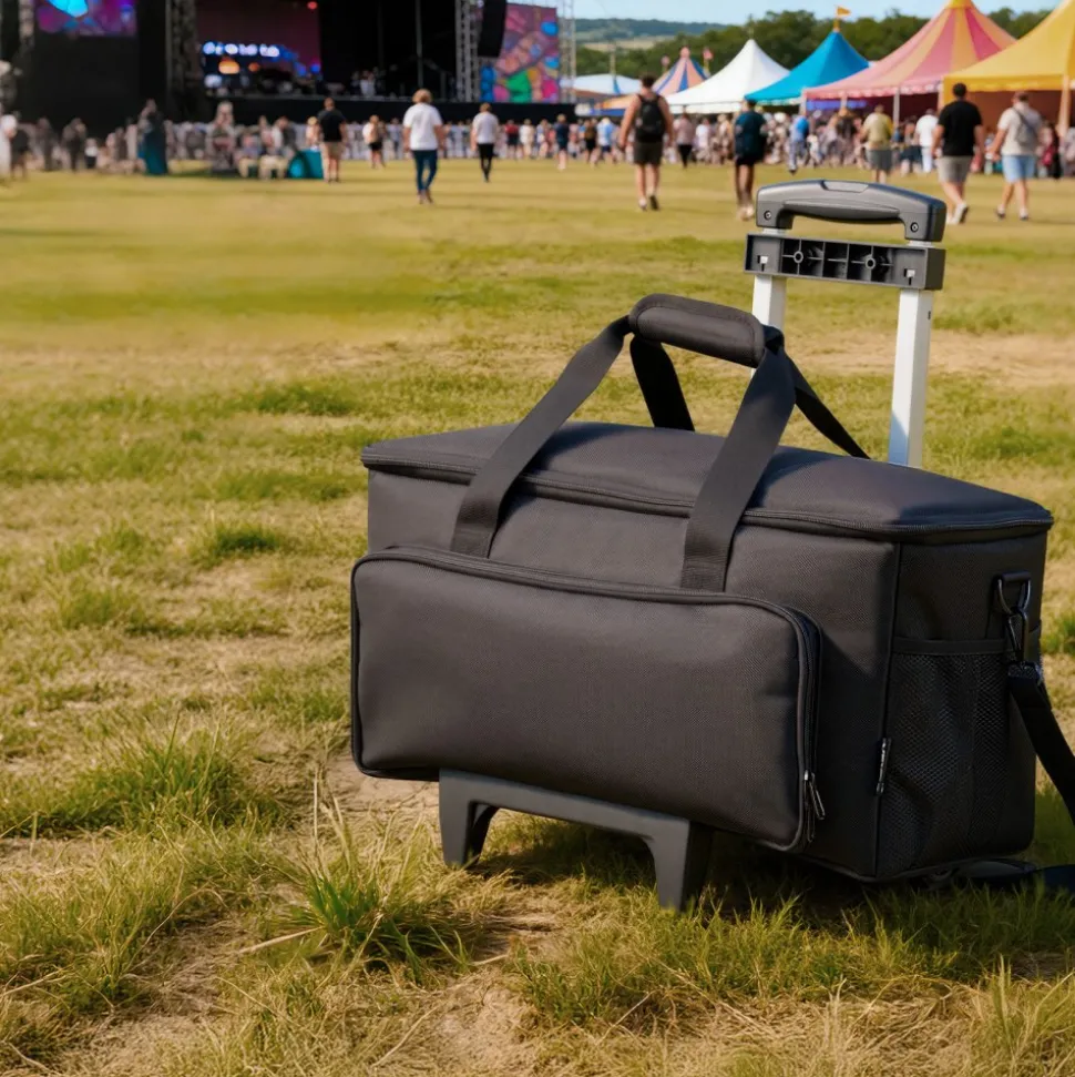 VEVOR Rolling DJ Cable Bag, 1680D, Padded File Gig Bag with Wheels, 6 Detachable Divider, Travel Storage Music Gear Case, for Professional DJ Gear, Musical Instrument and Accessories, Sound Equipment