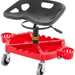 VEVOR Rolling Garage Stool, 300LBS Capacity, Adjustable Height from 18 in to 23 in, 360-degree Swivel Wheels (4