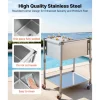 VEVOR Rolling Ice Chest Cooler Cart Stainless Steel Cooling Bin 44.8 Quart, Outdoor Stand Up Cooler Trolley with Wheels, Sliding Lid, Shelf, for Patio Backyard Party Bar Cold Drinks, 26x19.9x38.8 in
