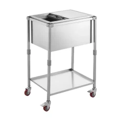 VEVOR Rolling Ice Chest Cooler Cart Stainless Steel Cooling Bin 44.8 Quart, Outdoor Stand Up Cooler Trolley with Wheels, Sliding Lid, Shelf, for Patio Backyard Party Bar Cold Drinks, 26x19.9x38.8 in