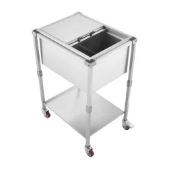 VEVOR Rolling Ice Chest Cooler Cart Stainless Steel Cooling Bin 44.8 Quart, Outdoor Stand Up Cooler Trolley with Wheels, Sliding Lid, Shelf, for Patio Backyard Party Bar Cold Drinks, 26x19.9x38.8 in