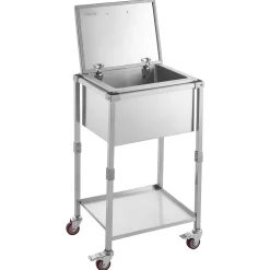 VEVOR Rolling Ice Chest Cooler Cart Stainless Steel Cooling Bin 57.7 Quart, Outdoor Stand Up Cooler Trolley with Wheels, Flip Lid, and Shelf, for Patio Backyard Party Bar Cold Drinks, 22x17.9x39.5 in