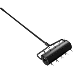 VEVOR Rolling Lawn Aerator, 18-inch Heavy-Duty Manual Rolling Aerator Lawn with Detachable Handle and 27 Iron Spikes, Rolling Lawn Aeration Tool for Garden Patio Yard Compacted Soils and Lawns, Black