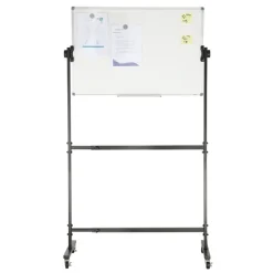 VEVOR Rolling Magnetic Whiteboard, Double-sided Mobile Whiteboard 36x24 Inches, Adjustable Height Dry Erase Board with Wheels, 1 Magnetic Erase & 3 Dry Erase Markers & Movable Tray Office, School