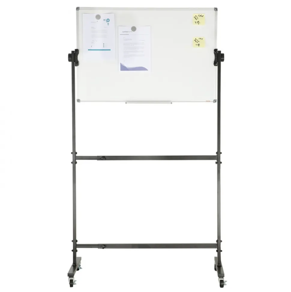 VEVOR Rolling Magnetic Whiteboard, Double-sided Mobile Whiteboard 36x24 Inches, Adjustable Height Dry Erase Board with Wheels, 1 Magnetic Erase & 3 Dry Erase Markers & Movable Tray Office, School