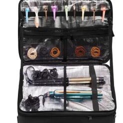 VEVOR Rolling Makeup Train Case Large Storage 3 Tiers, Convenient Carry With Handle, Wheels, Strap, Professional Makeup Storage Organizer Box Make Up Carrier Waterproof Oxford, Black
