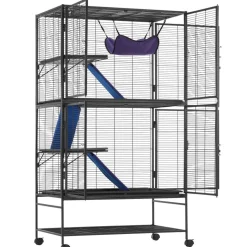 VEVOR 64.6" Rolling Metal Ferret Cage, Large 4-Tier Cage, Small Animal Cage with Ramps & Tray, Easy to Set up for Pet Rats, Hamster, Guinea Pig, Chinchilla, Squirrel, Hedgehogs, Bunny