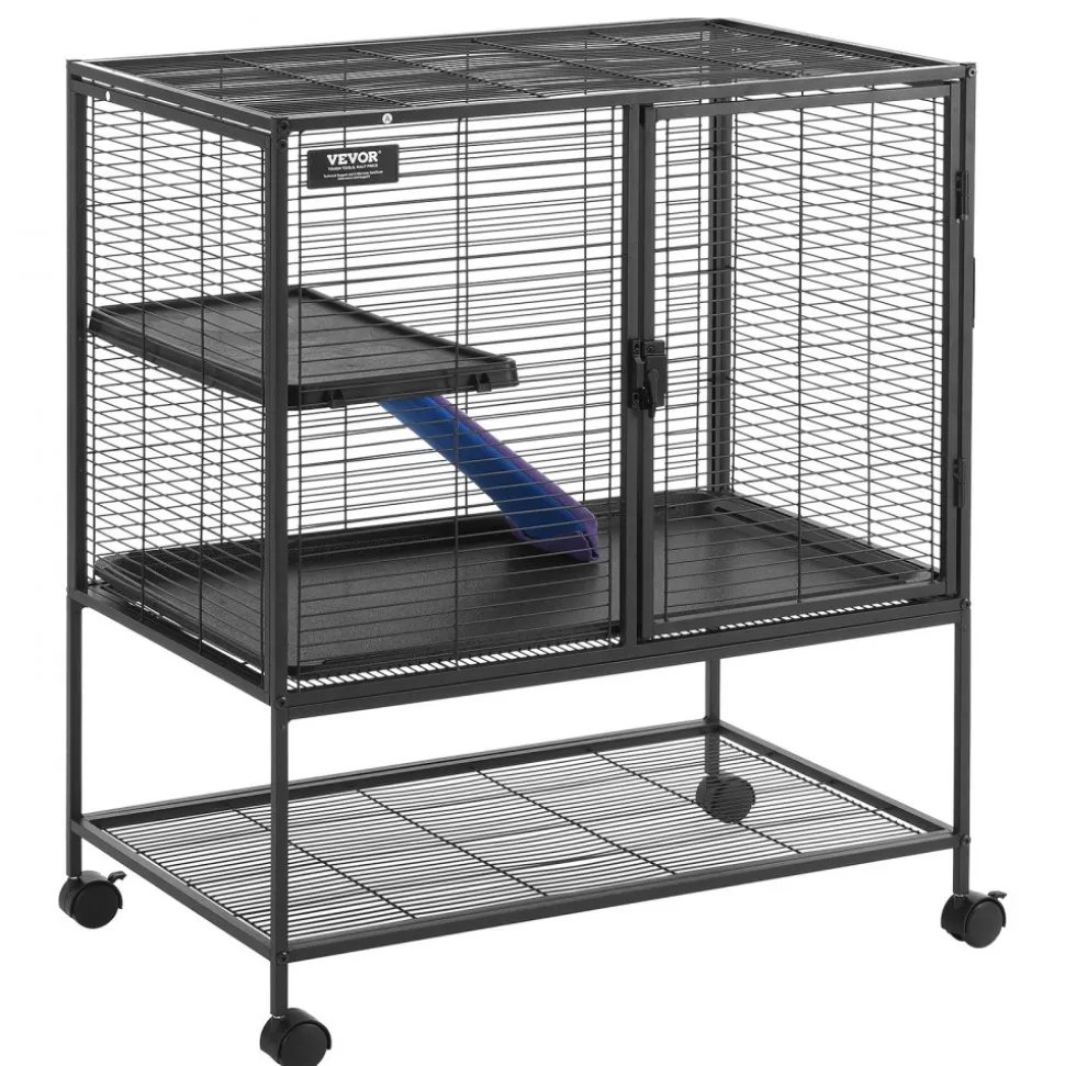 VEVOR 36" Rolling Metal Ferret Cage, Large 2-Tier Cage, Small Animal Cage with Ramps & Tray, Easy to Set up for Pet Rats, Hamster, Guinea Pig, Chinchilla, Squirrel, Hedgehogs, Bunny