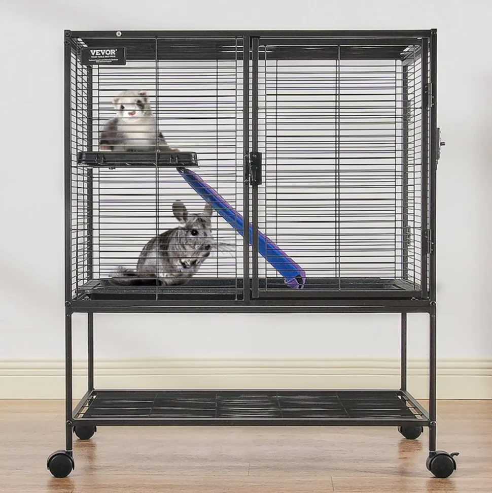 VEVOR 36" Rolling Metal Ferret Cage, Large 2-Tier Cage, Small Animal Cage with Ramps & Tray, Easy to Set up for Pet Rats, Hamster, Guinea Pig, Chinchilla, Squirrel, Hedgehogs, Bunny