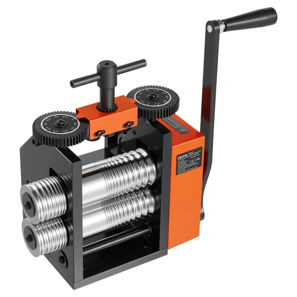 VEVOR Rolling Mill 3-in-1 Round Flat Square Pressing Roller Mill Machine, Manual Jewelry DIY Tool, 0.03-7 mm Adjustable Thickness, Stable & Even Rolling, for Ductile Metals, Gold, Silver, Copper