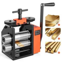 VEVOR Rolling Mill 3-in-1 Round Flat Square Pressing Roller Mill Machine, Manual Jewelry DIY Tool, 0.03-7 mm Adjustable Thickness, Stable & Even Rolling, for Ductile Metals, Gold, Silver, Copper