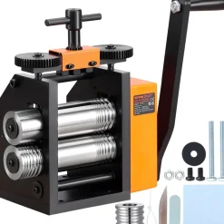 VEVOR Rolling Mill, 3"/76 mm Jewelry Rolling Mill Machine, 1: 2 Gear Ratio, 3-in-1 Multi-function Rolling Mill, 0.1-7mm Press Thickness for Metal Jewelry Making Sheet Square Wire Semicircle Pattern