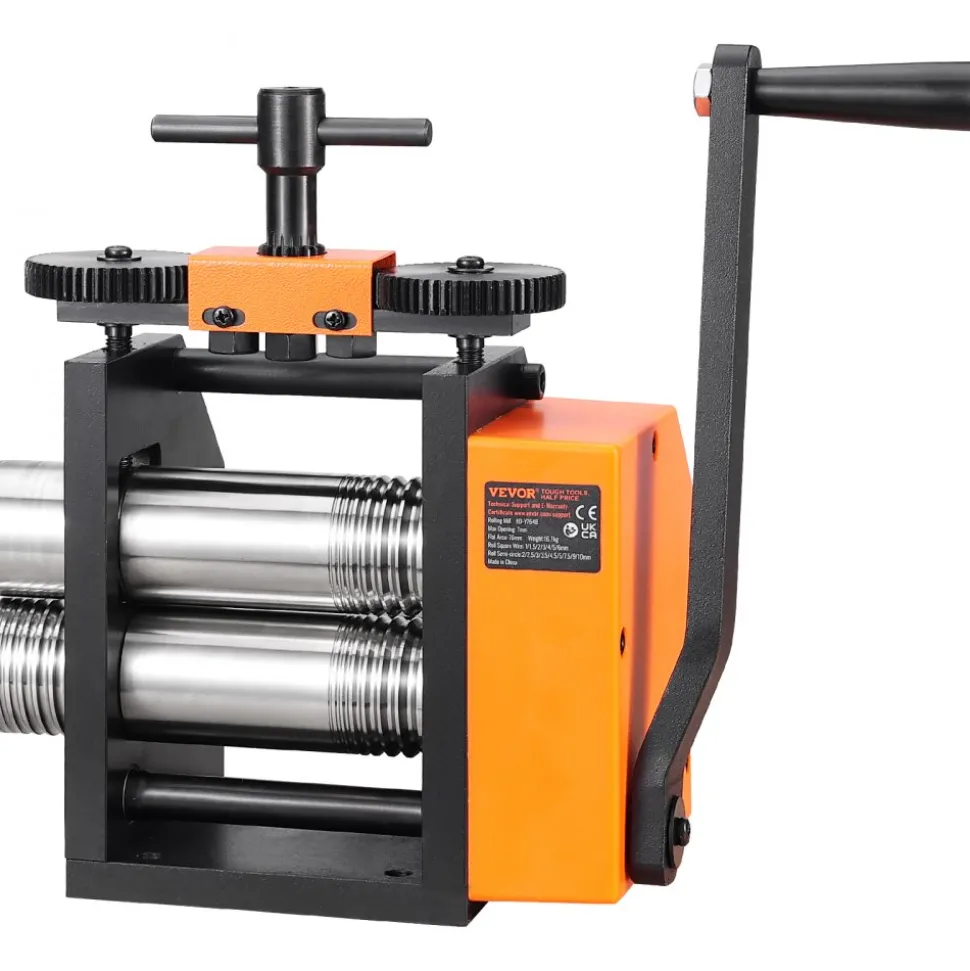 VEVOR Rolling Mill, 2.95"/75 mm Jewelry Rolling Mill Machine, 1: 2 Gear Ratio, 3-in-1 Multi-function Rolling Mill, 0.03-6.5mm Press Thickness for Metal Jewelry Making Sheet Square Wire Semicircle
