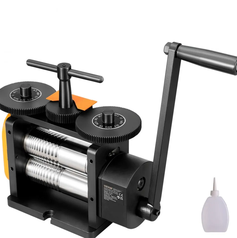 VEVOR Rolling Mill, 2.24"/57 mm Jewelry Rolling Mill Machine, 1: 2 Gear Ratio, 3-in-1 Multi-function Rolling Mill, 0-5.5 mm Press Thickness for Metal Jewelry Making Sheet Square Wire Elliptical