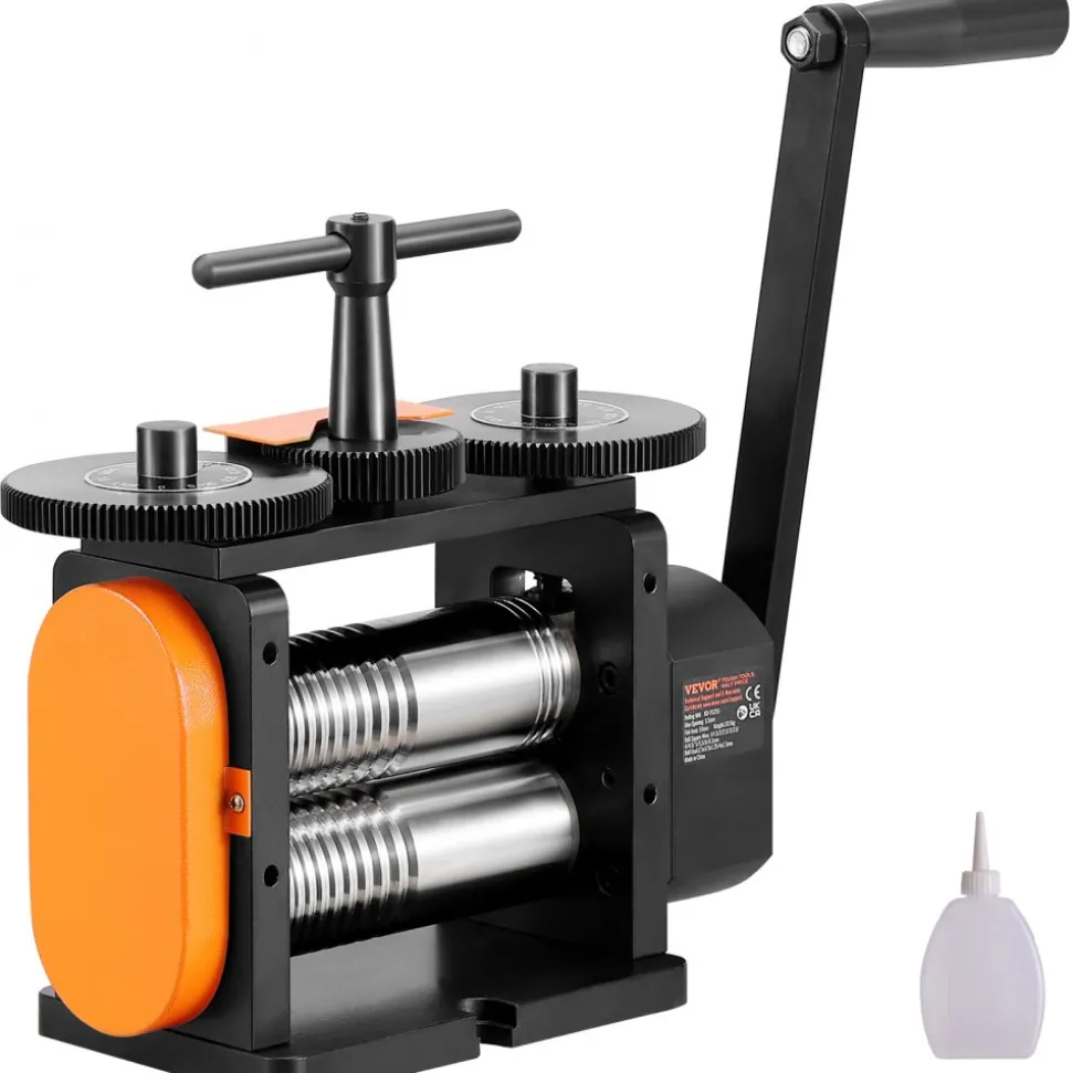 VEVOR Rolling Mill, 2.24"/57 mm Jewelry Rolling Mill Machine, 1: 2 Gear Ratio, 3-in-1 Multi-function Rolling Mill, 0-5.5 mm Press Thickness for Metal Jewelry Making Sheet Square Wire Elliptical
