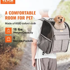 VEVOR Rolling Pet Carrier Backpack with Removable Wheels for Under 18LBS, Large Soft Sided Wheeled Dog Carrier Cat Travel Carrier Airline Approved for Small Dogs and Medium Cats with Upgraded Wheels