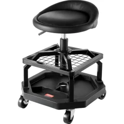 VEVOR Rolling Shop Stool, Pneumatic Garage Seat/Work Stool with 300 lbs Capacity, Adjustable Height Roller Creeper Seat, 360° Swivel Padded Workshop Stool with Casters, for Garage, Shop & Auto Repair