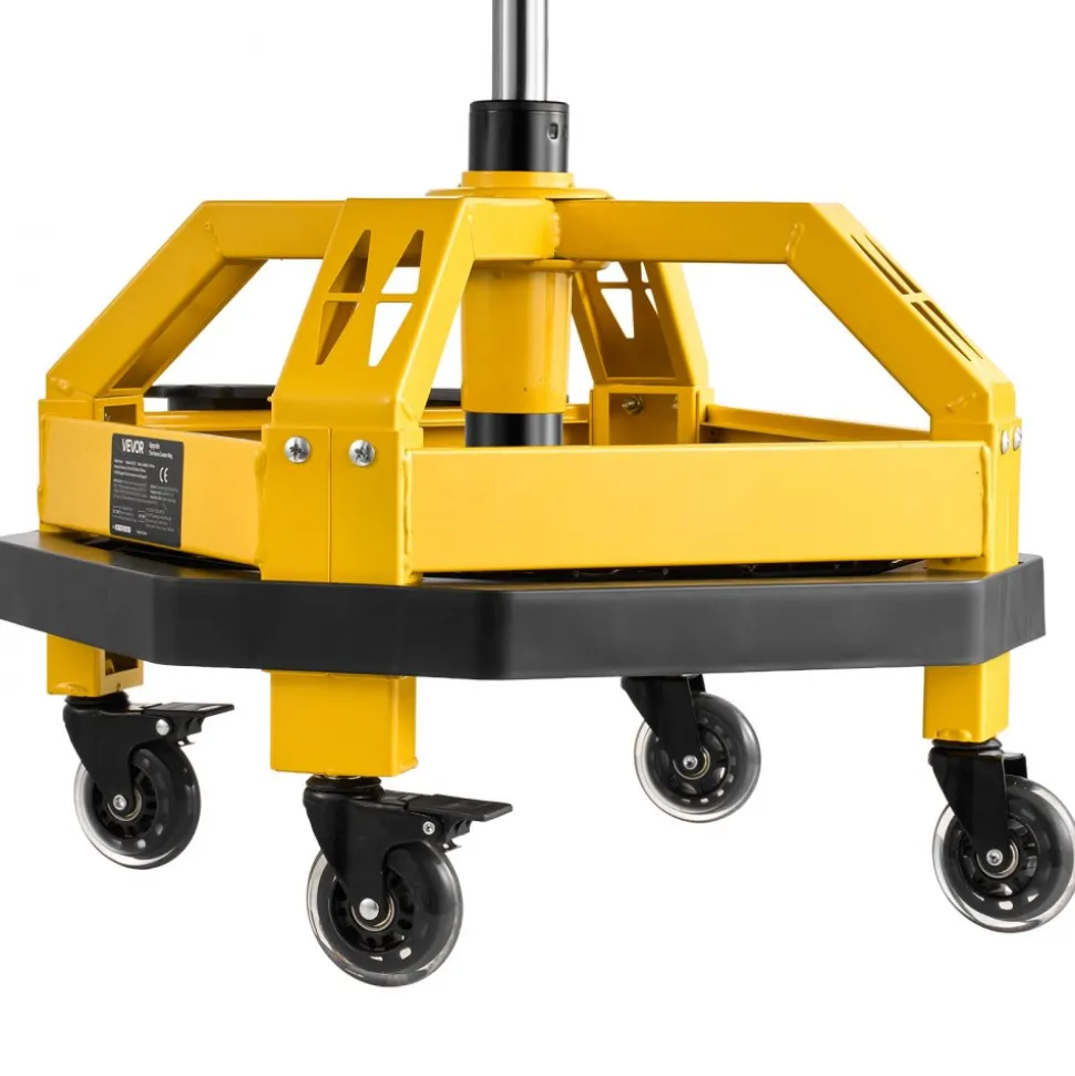 VEVOR Rolling Shop Stool with Wheels, 19.7"-25.6" Adjustable Height, 360° Swivel, 330 lbs Capacity, Garage Work Mechanic Stool with Backrest, Tool Tray Storage, Padded Seat Shop Chair, Black/Yellow
