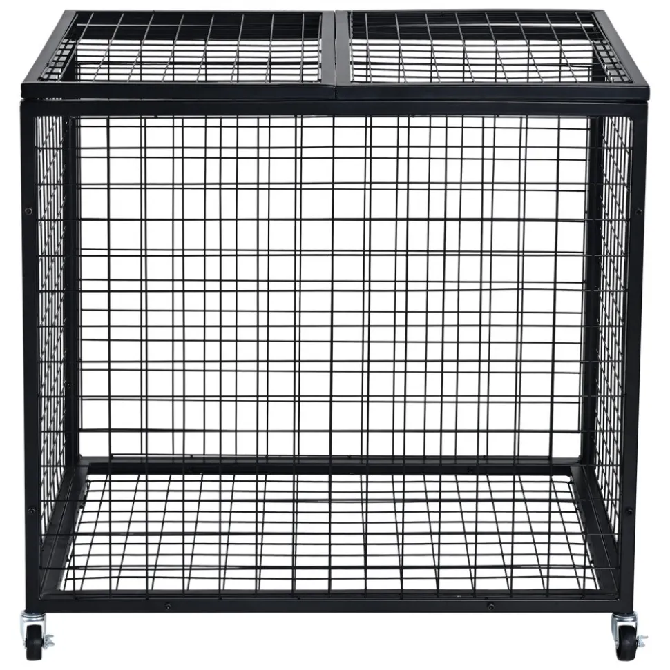 VEVOR Rolling Sports Ball Storage Cart, Basketball Cage with Double Lids, Sport Equipment Holder Organizer for Indoor Outdoor, Steel Storage Rack for Garages, Playgroup, Gym and Schools