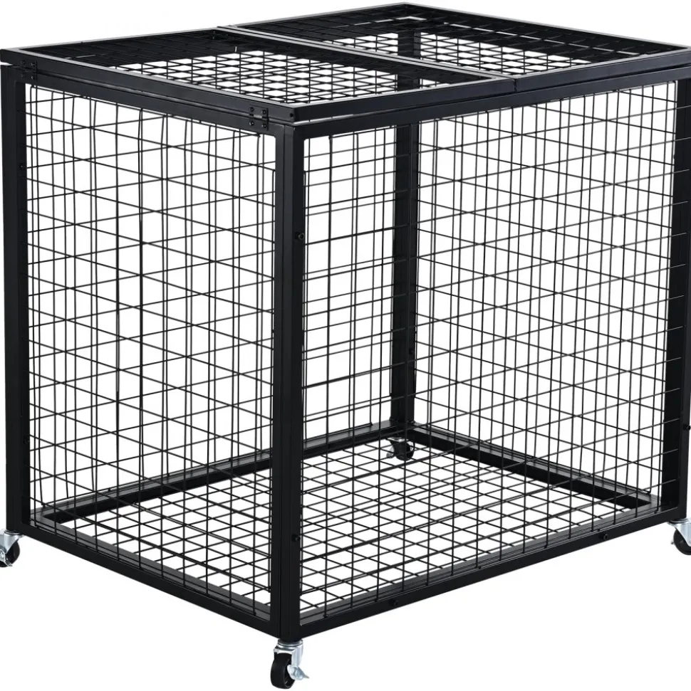 VEVOR Rolling Sports Ball Storage Cart, Basketball Cage with Double Lids, Sport Equipment Holder Organizer for Indoor Outdoor, Steel Storage Rack for Garages, Playgroup, Gym and Schools