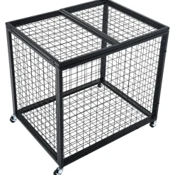 VEVOR Rolling Sports Ball Storage Cart, Basketball Cage with Double Lids, Sport Equipment Holder Organizer for Indoor Outdoor, Steel Storage Rack for Garages, Playgroup, Gym and Schools