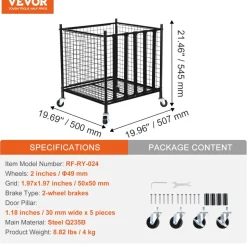 VEVOR Rolling Sports Ball Storage Cart, Lockable Basketball Cage with Elastic Straps, Sport Equipment Holder Organizer for Indoor Outdoor, Steel Storage Rack for Garages, Playgroup, Gym and Schools