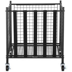 VEVOR Rolling Sports Ball Storage Cart, Lockable Basketball Cage with Elastic Straps, Sport Equipment Holder Organizer for Indoor Outdoor, Steel Storage Rack for Garages, Playgroup, Gym and Schools