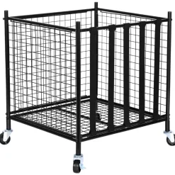 VEVOR Rolling Sports Ball Storage Cart, Lockable Basketball Cage with Elastic Straps, Sport Equipment Holder Organizer for Indoor Outdoor, Steel Storage Rack for Garages, Playgroup, Gym and Schools