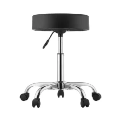 VEVOR Rolling Stools with Wheels, Set of 2, 500 lbs Weight Capacity, Height Adjustable, Thick Cushion Ergonomic PU Leather Seat, 360° Swivel Round Rolling Stool Chair for Salon, Spa, Clinic, Black