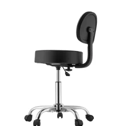 VEVOR Rolling Stool with Back Support, 500 lbs Weight Capacity, Height Adjustable, Thick Cushion Ergonomic PU Leather Seat, 360° Swivel Round Rolling Stool Chair for Salon, Clinic, Medical, Black